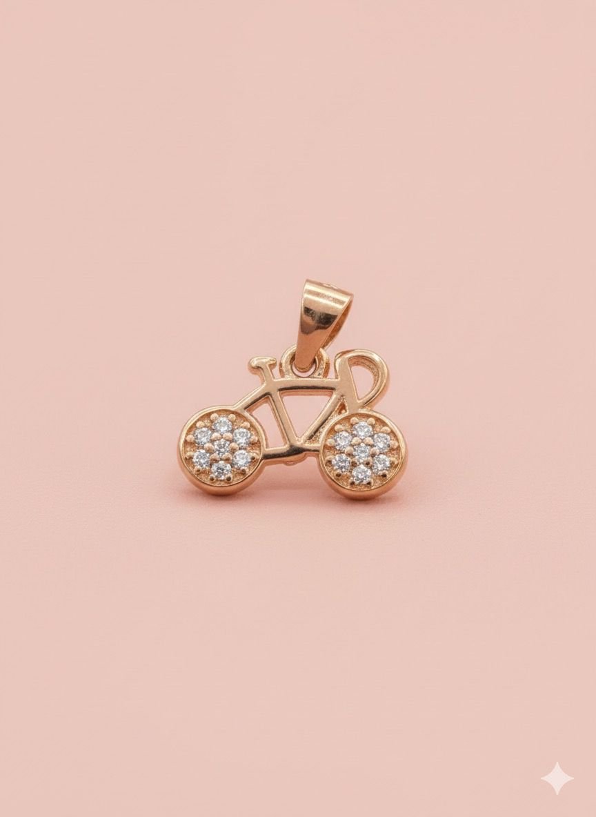 92.5 Silver Rose Gold Plated  Bicycle Fancy pendant